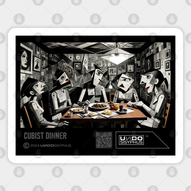 Cubist Dinner (Black) | UndoSisyphus™ Digital Avant-Garde Collection Magnet by UndoSisyphus